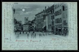 Mondschein-AK Payerne, Grand` rue
